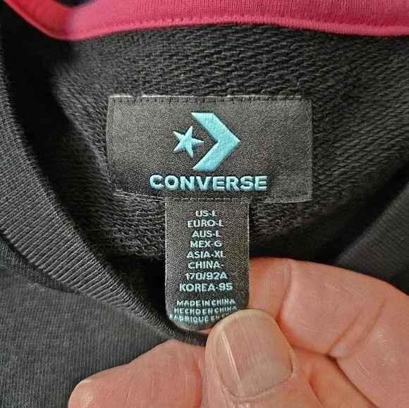 Converse All Star Cropped Sweatshirt L – Y2K Streetwear Skater Academia Style - Picture 5 of 8